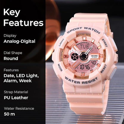 Men's Digital Sports Watch, LED Square Large Face Analog Quartz Wrist Watch with Multi-Time Zone Waterproof Stopwatch