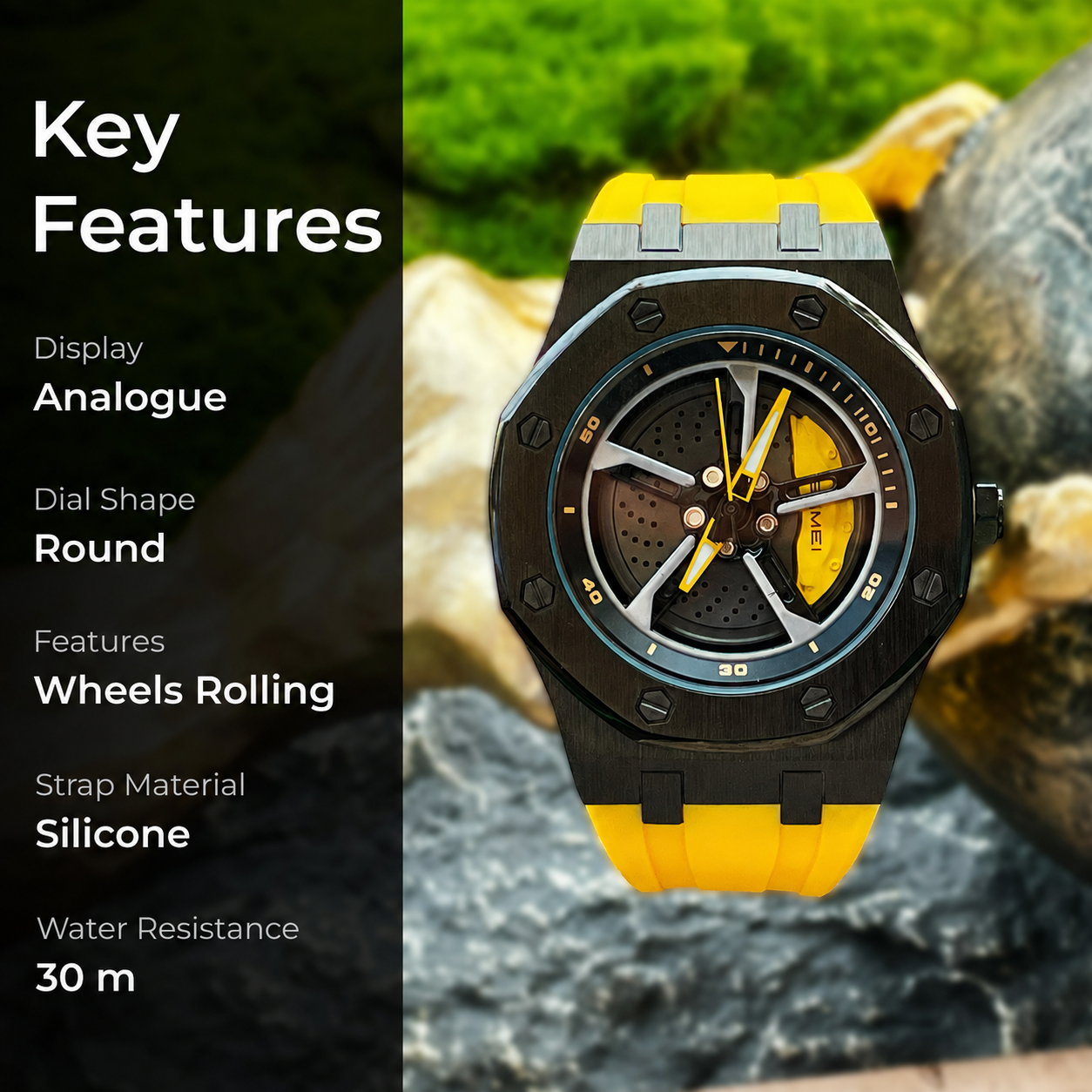 Spinning Wheel Skeleton Dial Luxury Analog Watch