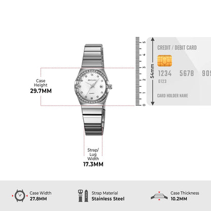 Skmei Analog Black Dial Zinc Alloy Case Stainless Steel Strap Watch for Women - 2342