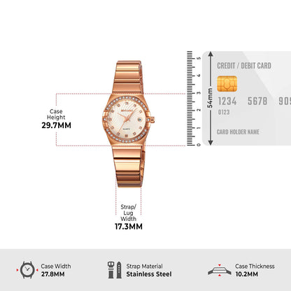 Skmei Analog Black Dial Zinc Alloy Case Stainless Steel Strap Watch for Women - 2342