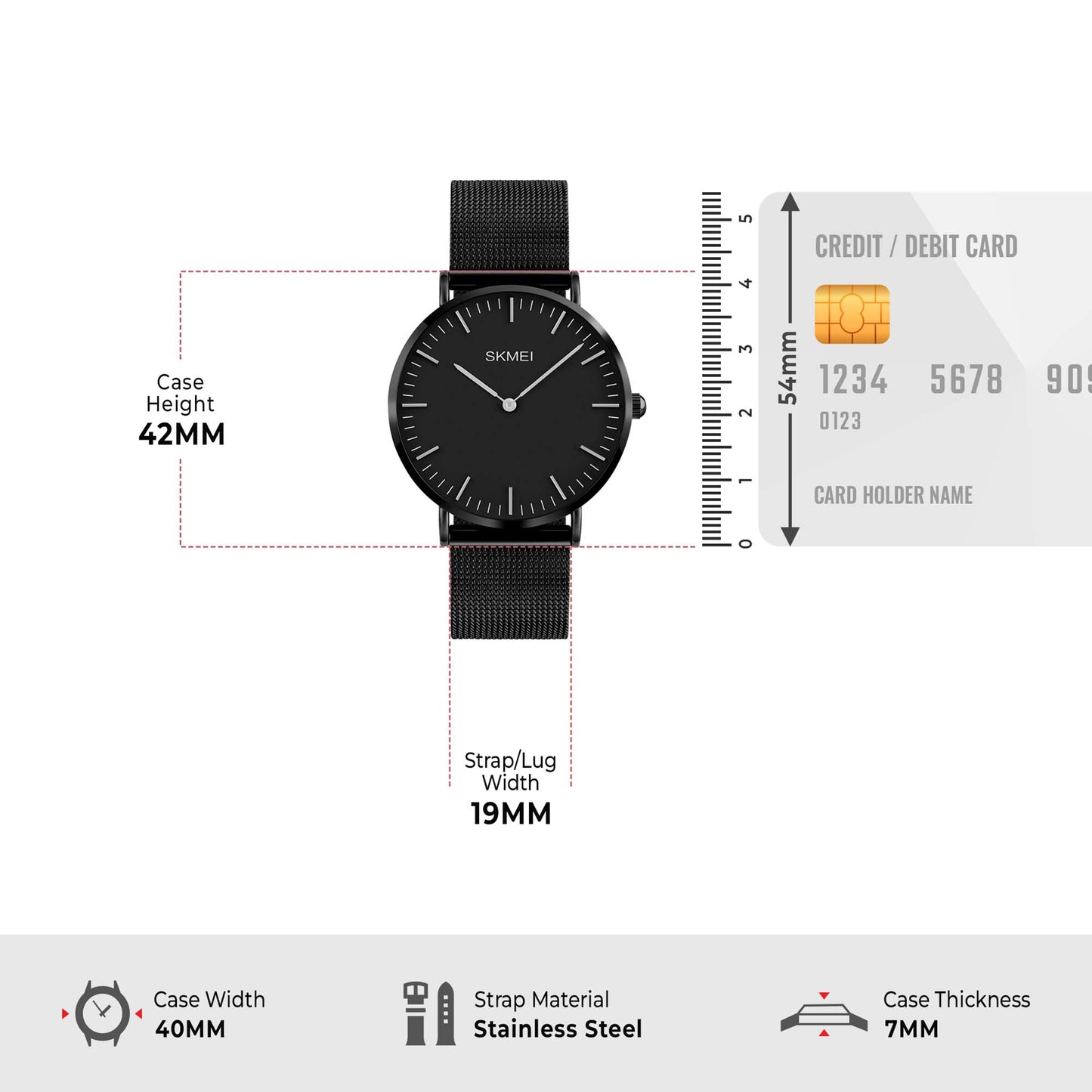 Skmei Quartz Analog Dial Stainless Steel Strap Watch for Men - Q028