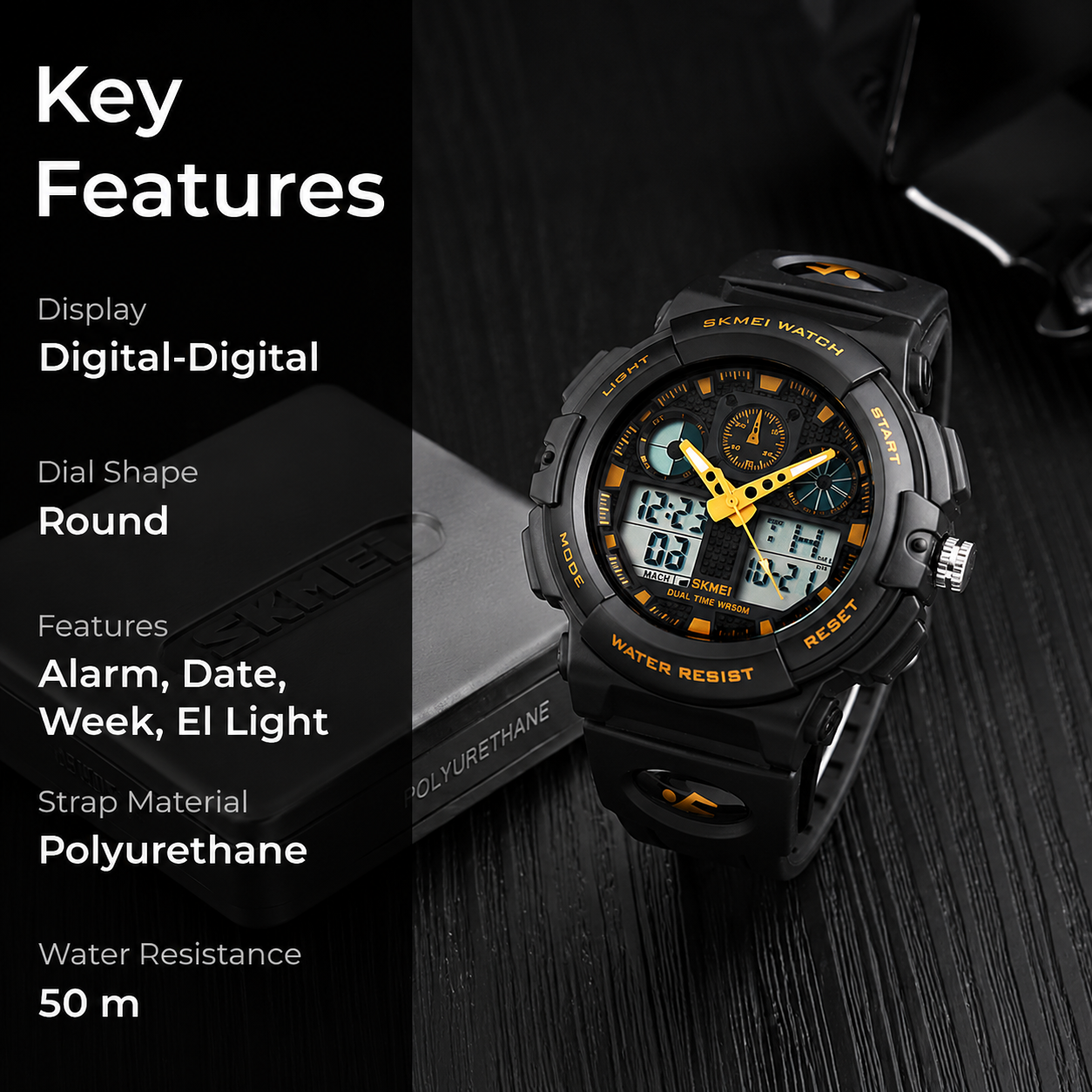 Premium Analog Digital Sports Watch for Men with Dual Display Alarm LED Light and Durable Strap