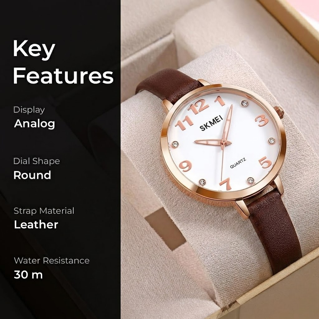 Elegant Analog Quartz Timepiece for women with Crystal Accents and Textured Strap