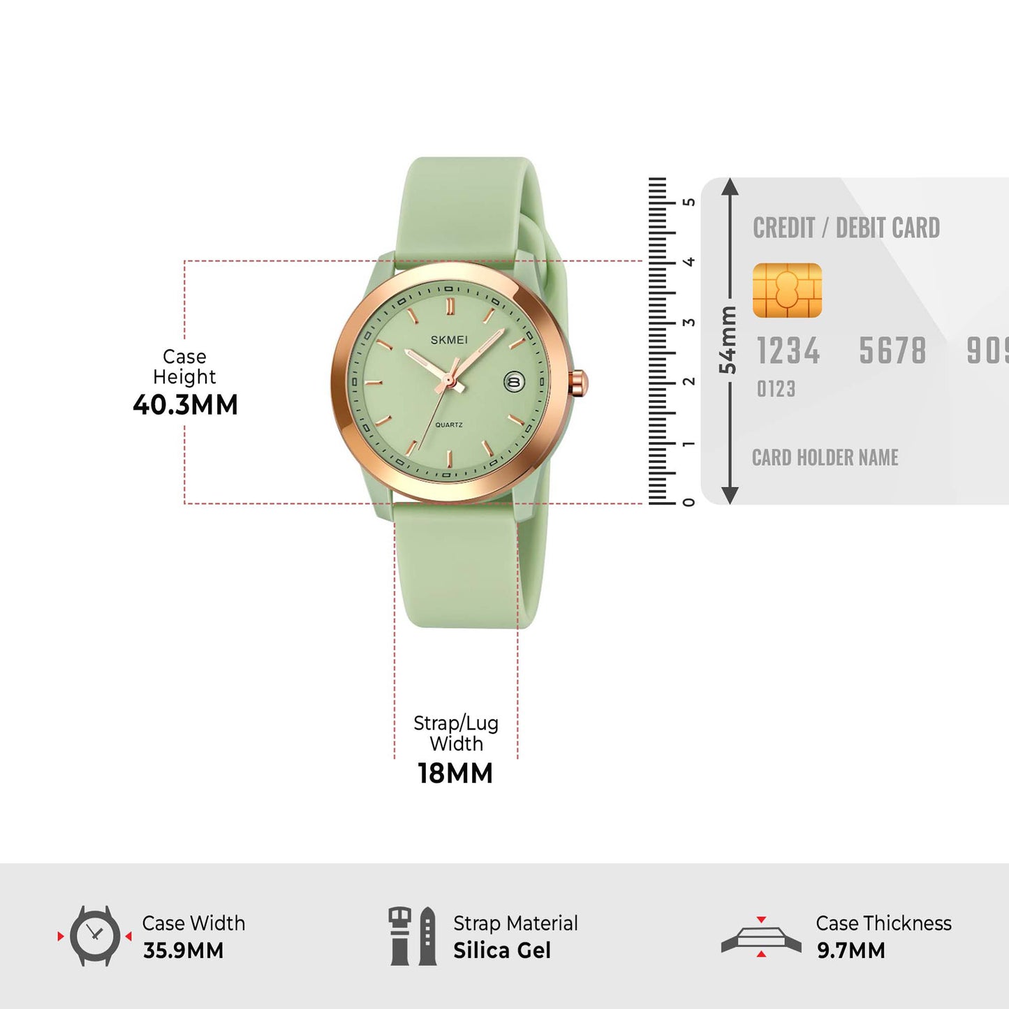 Skmei Quartz Analog Dial Silica Gel Strap Watch for Women - 2319