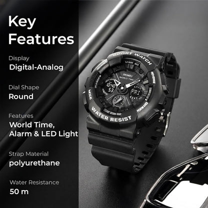 Premium Tactical Chronograph Rugged Analog & Digital Sports Watch