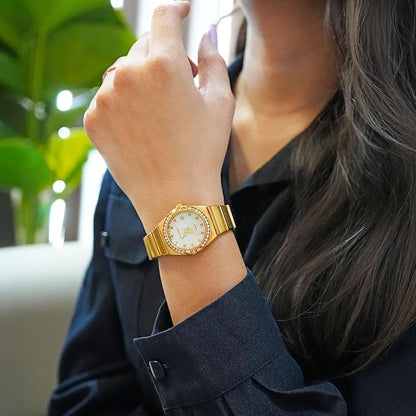 Elegant Crystal Accent Analog Watch for Women