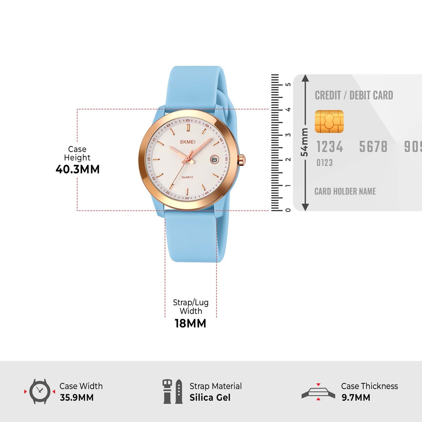 Skmei Quartz Analog Dial Silica Gel Strap Watch for Women - 2319