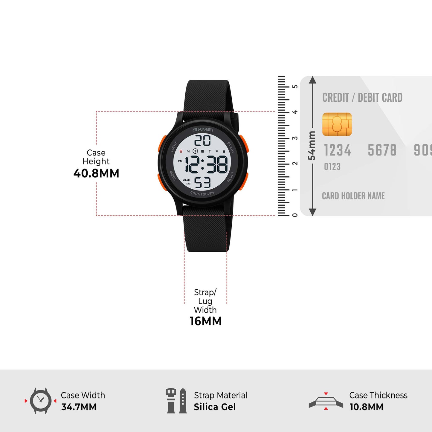 Skmei Digital Dial Silica Gel Strap Watch for Kids - 2427