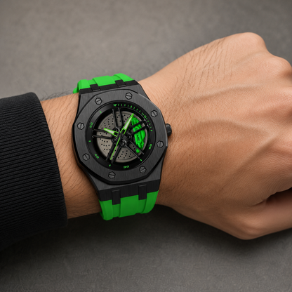 Spinning Wheel Skeleton Dial Luxury Analog Watch