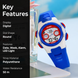 Digital Watch for Kids with Blue Polyurethane Strap and Round Dial for Casual & Formal Wear