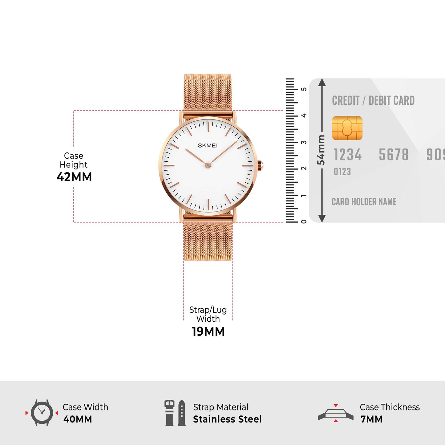 Skmei Quartz Analog Dial Stainless Steel Strap Watch for Men - Q028