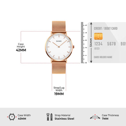 Skmei Quartz Analog Dial Stainless Steel Strap Watch for Men - Q028