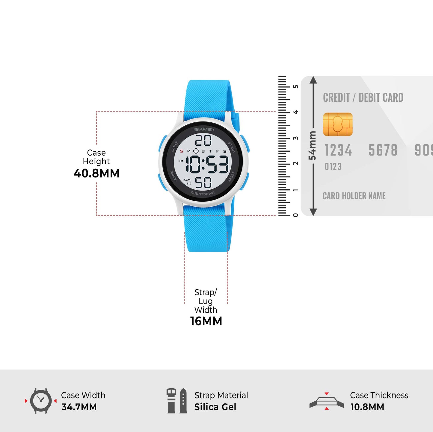 Skmei Digital Dial Silica Gel Strap Watch for Kids - 2427