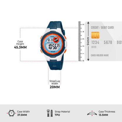 Skmei Digital Dial ABS Black Case Rubber Strap Watch for Kids - 2280