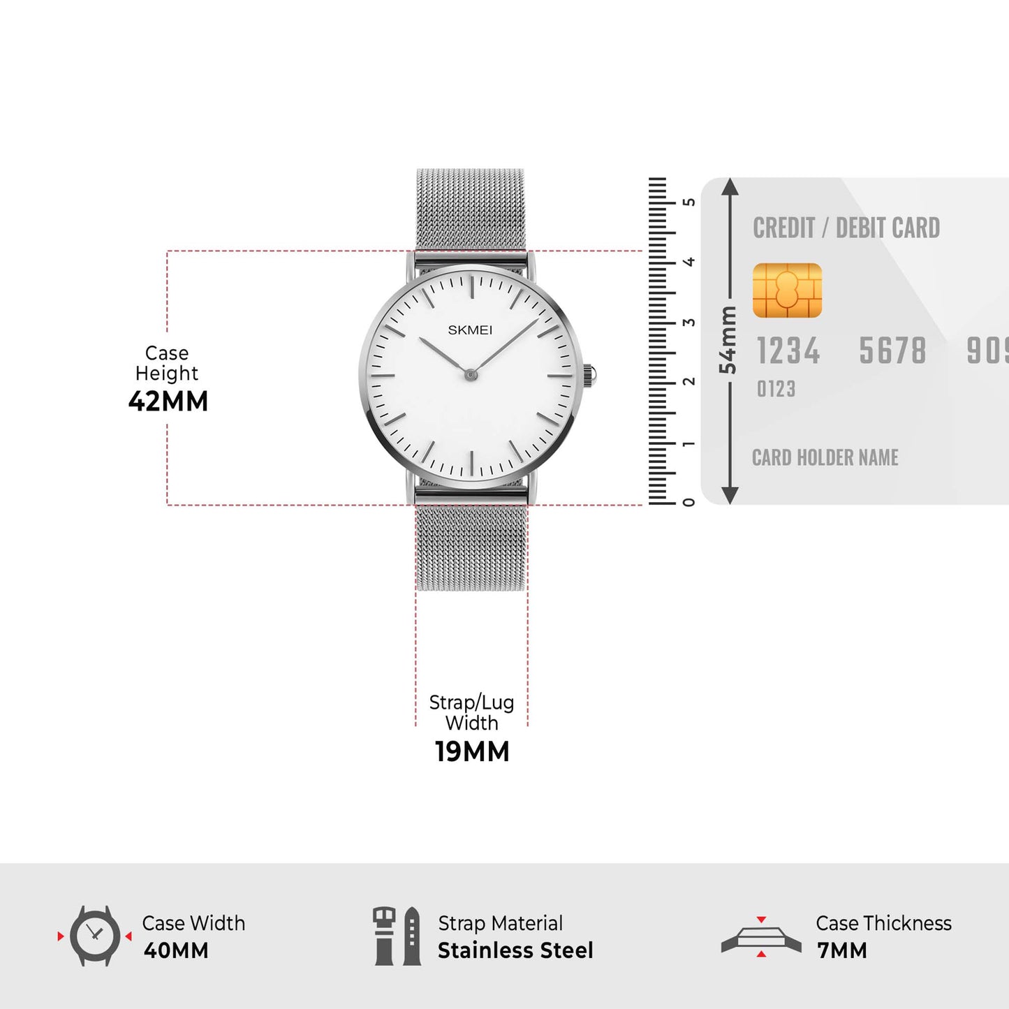 Skmei Quartz Analog Dial Stainless Steel Strap Watch for Men - Q028