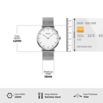 Skmei Quartz Analog Dial Stainless Steel Strap Watch for Men - Q028