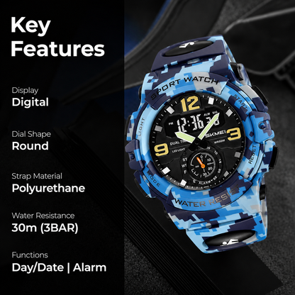 Artistic Dual Display Sports Watch for men