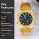 Analog-Digital Watch for Men with Gold Metal Strap and Round Dial for Casual & Formal Wear