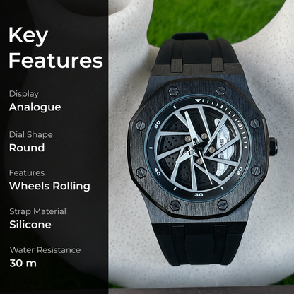 Spinning Wheel Skeleton Dial Luxury Analog Watch
