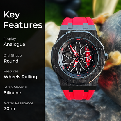 Spinning Wheel Skeleton Dial Luxury Analog Watch
