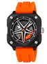 Rolling Watch for Men with Orange Silicone Strap and Round Dial for Casual & Formal Wear