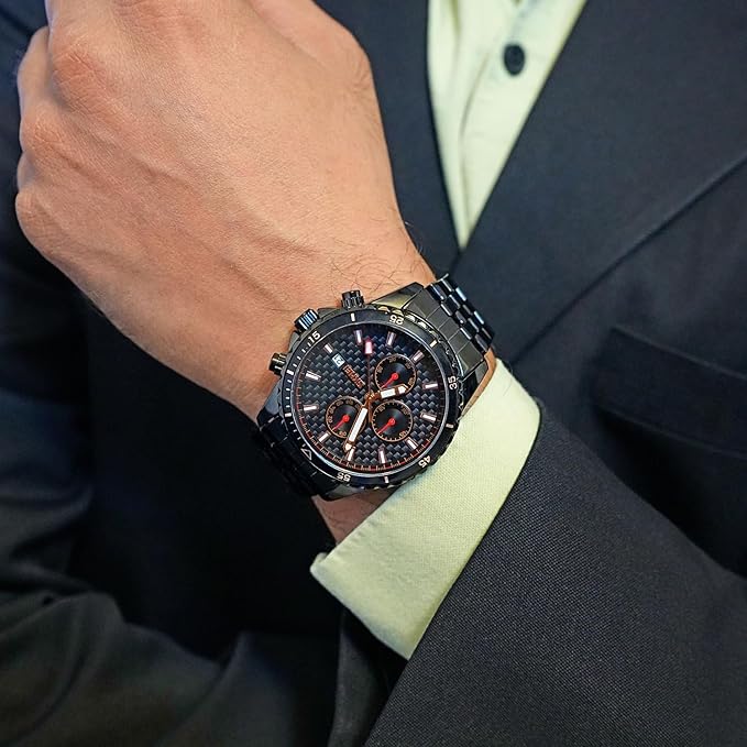 Men’s Analog Chronograph Watch with Date Display, Stainless Steel Strap, White Dial – Luxury Casual & Formal Wear
