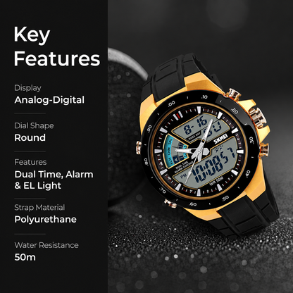 Premium Analog Digital Sports Watch for Men with Dual Display, Stylish Waterproof Wrist Watch for Casual Outdoor and Daily Wear