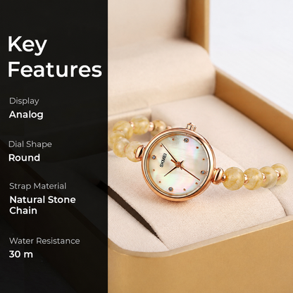 Elegant Pearl Chain Analog Watch for Women with Premium Rose Gold Finish and Adjustable Bracelet Design
