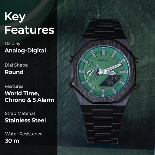 Analog Watch Dual-Display Electronic Watch with Luminous 30M Waterproof Watch Fashion Multifunctional Sports Watch for Men