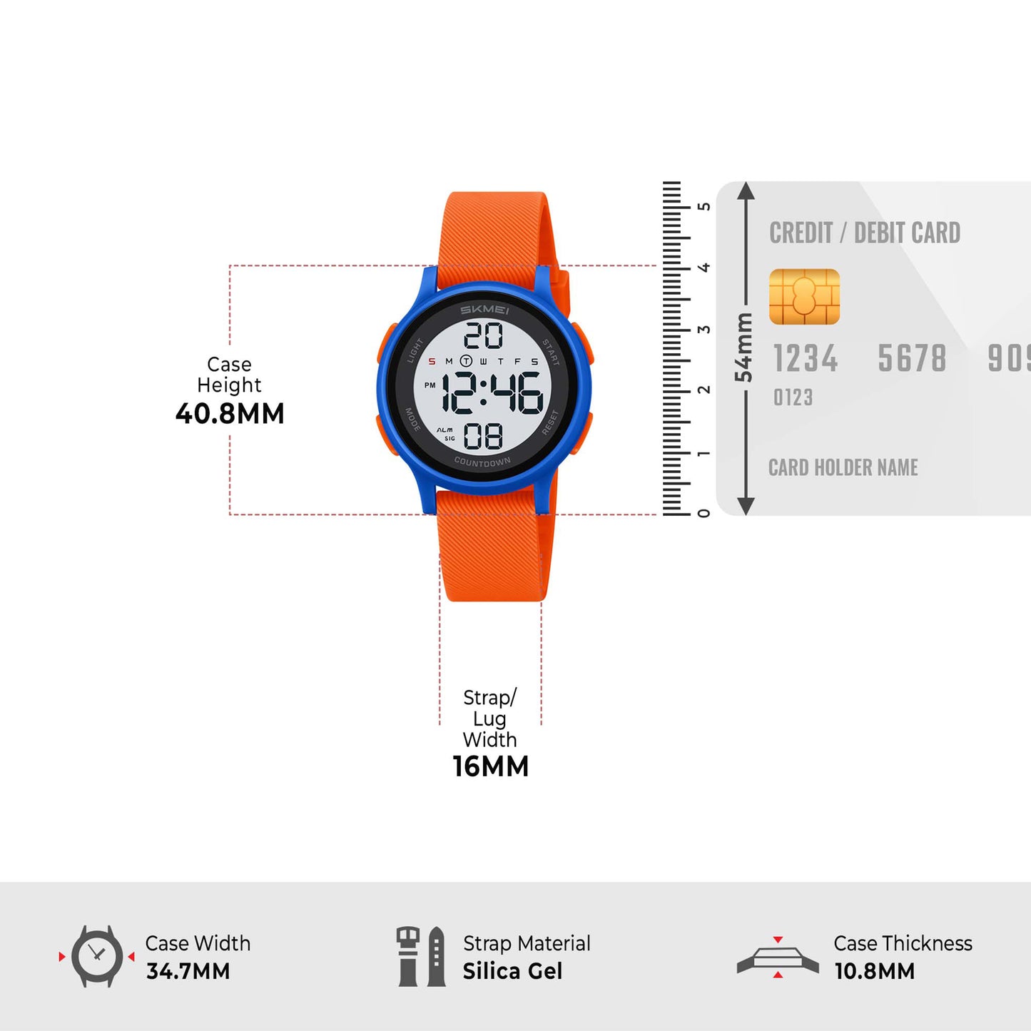 Skmei Digital Dial Silica Gel Strap Watch for Kids - 2427