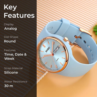 Premium Minimalist Quartz Timepiece for Women with Integrated Strap and Calendar Window