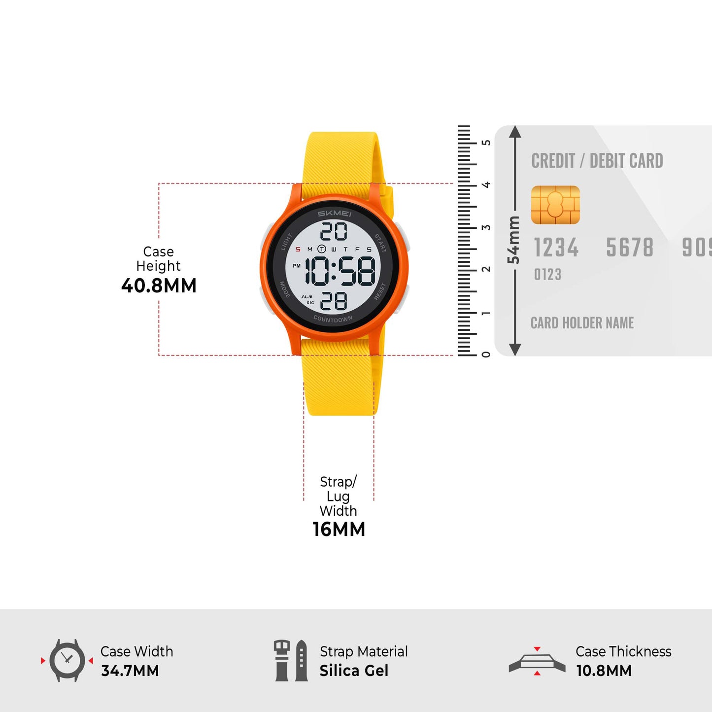 Skmei Digital Dial Silica Gel Strap Watch for Kids - 2427