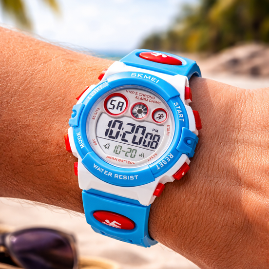 Digital Watch for Kids with Blue Polyurethane Strap and Round Dial for Casual & Formal Wear