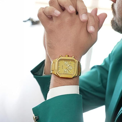 Luxury Chronograph Style Analog Watch for Men with Premium Metal Strap and Bold Designer Dial