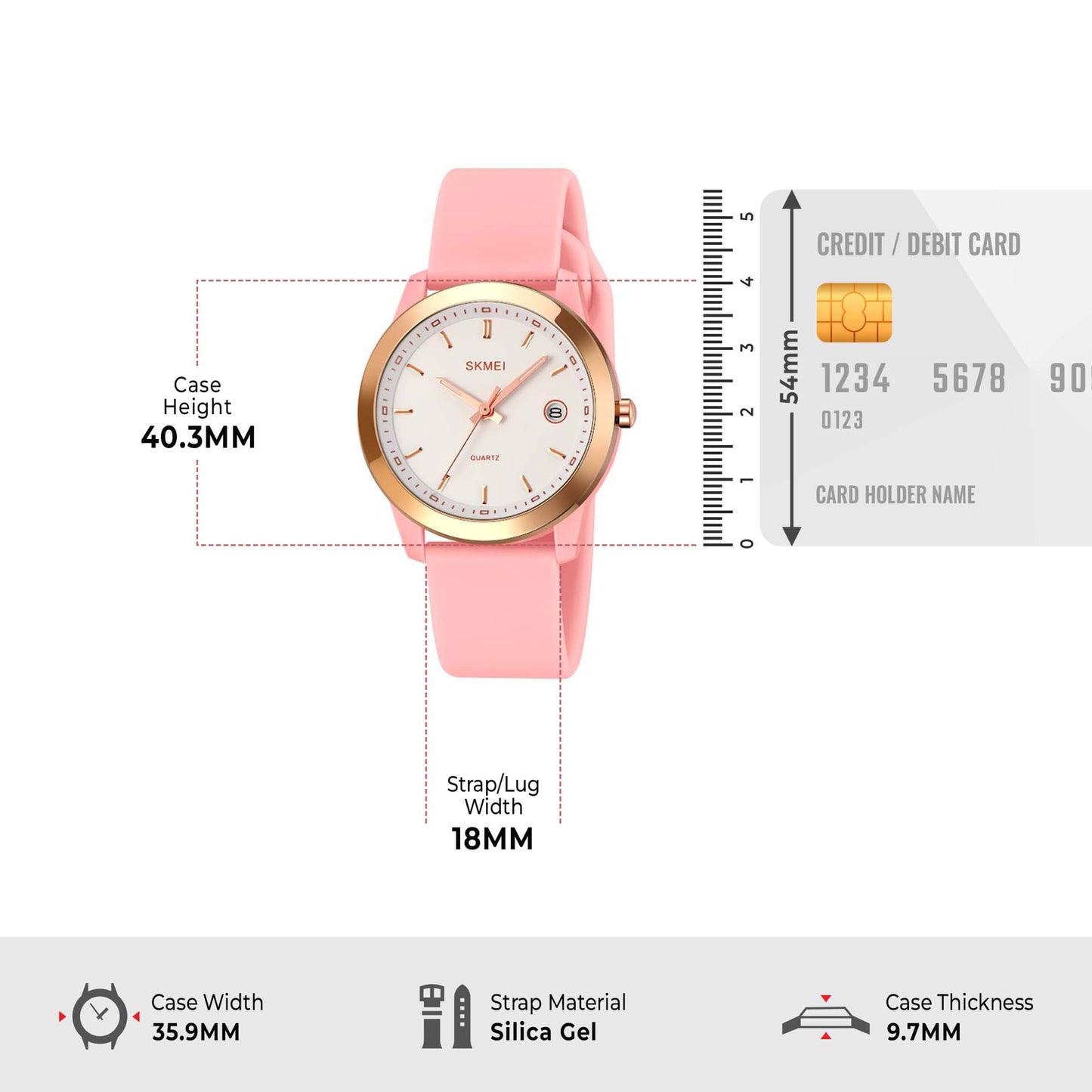 Skmei Quartz Analog Dial Silica Gel Strap Watch for Women - 2319