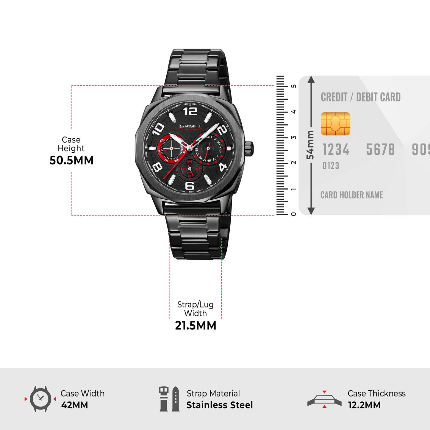 Skmei Quartz Analog Dial Stainless Steel Strap Watch for Men - 9350