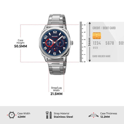 Skmei Quartz Analog Dial Stainless Steel Strap Watch for Men - 9350