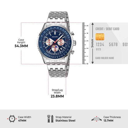 Skmei Quartz Analog Dial Stainless Steel Strap Watch for Men - 9348