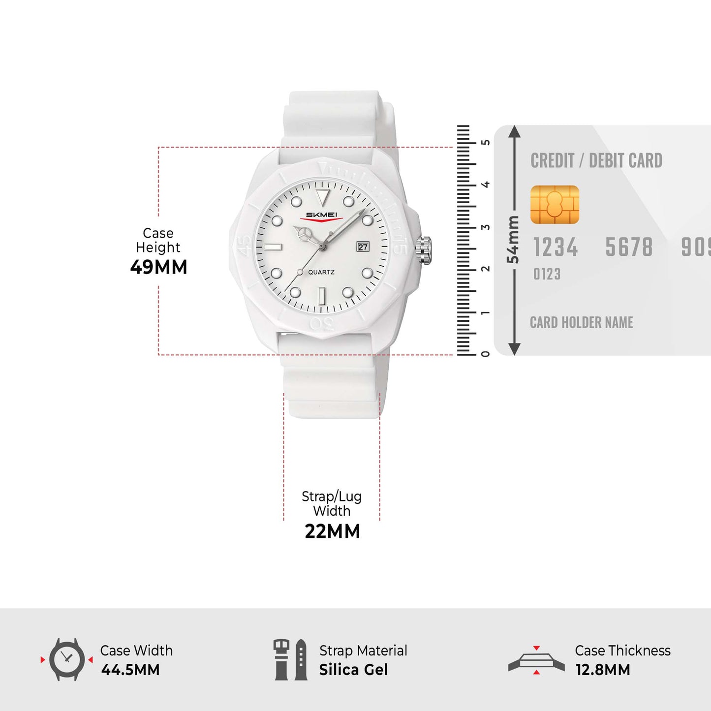 Skmei Quartz Analog Black Dial Silicone Strap Watch for Men - 2393