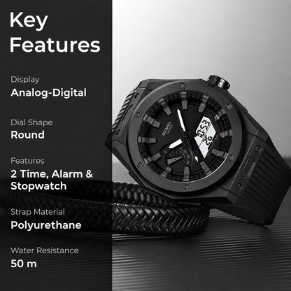Men's Analog-Digital Sports Watch with Silicone Strap
