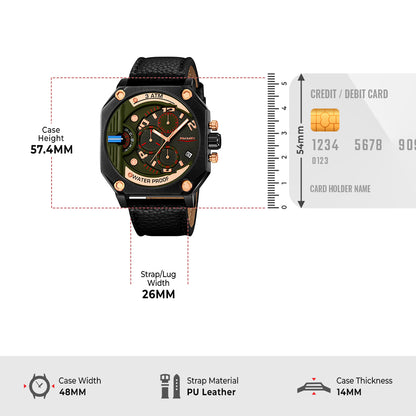 Skmei Quartz Analog Dial Leather Strap Watch for Men - 9343