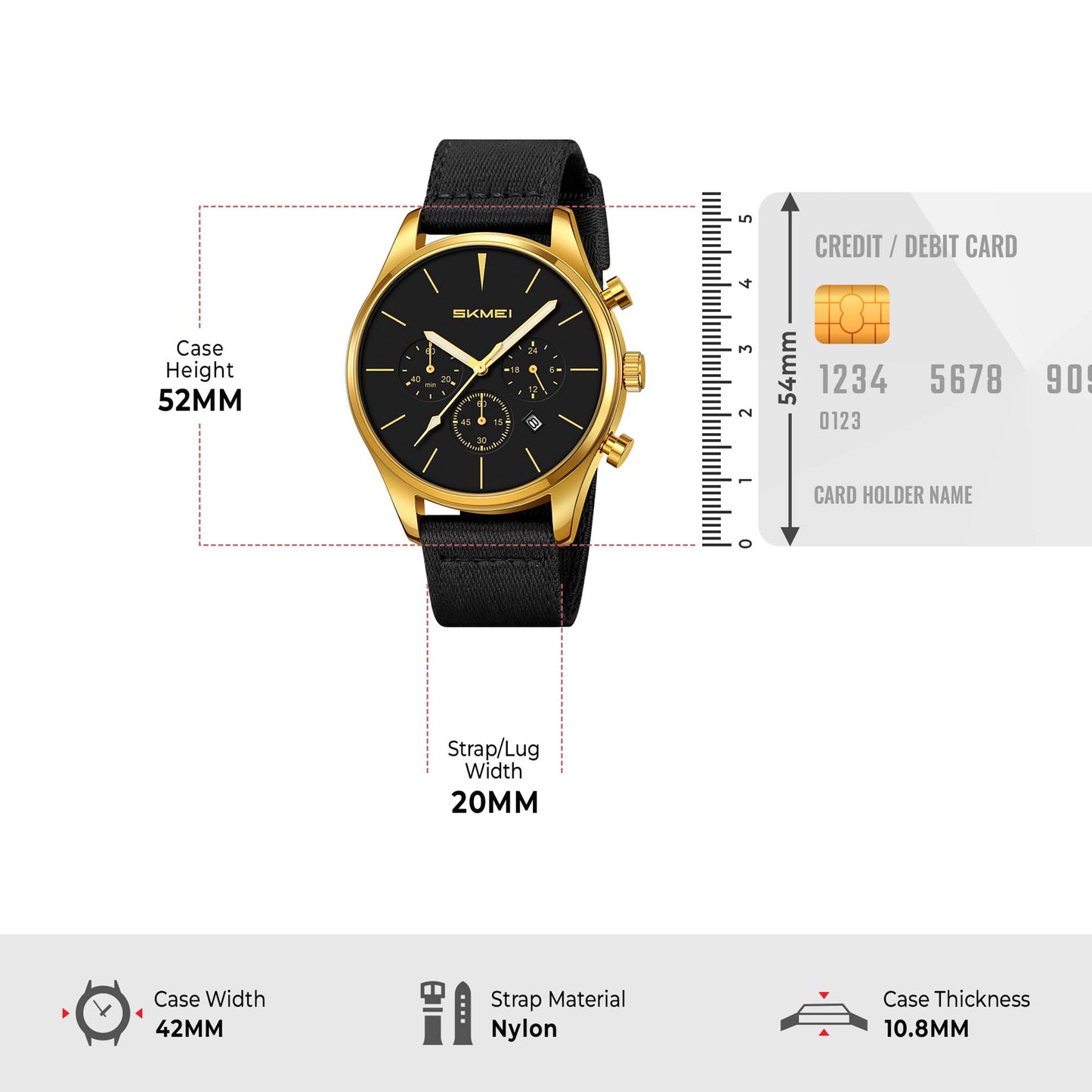 Skmei Quartz Analog Black Dial Zinc Alloy Case Nylon Strap Watch for Men - 2367