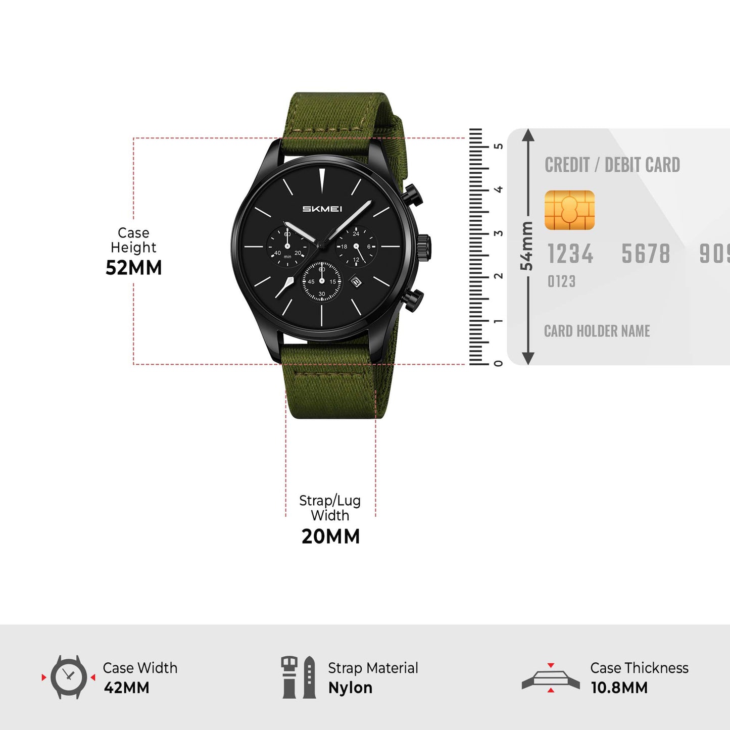 Skmei Quartz Analog Black Dial Zinc Alloy Case Nylon Strap Watch for Men - 2367