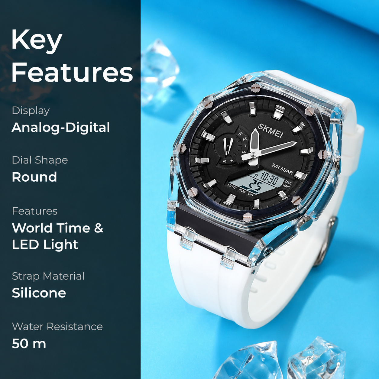 Analog Digital Watch Multi Function Sports Watch with LED Display, Alarm, Stopwatch & Durable Strap