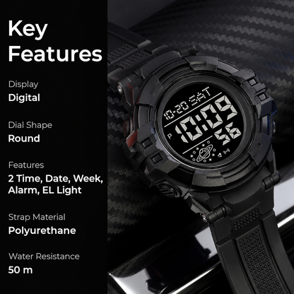 Rugged Digital Sports Watch for Men with Outdoor Style and Multi Function Display