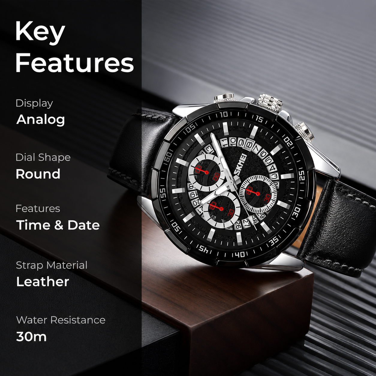 Luxury Analog Watch for Men with Designer Dial and Premium Leather Strap