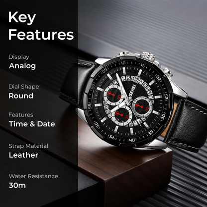 Luxury Analog Watch for Men with Designer Dial and Premium Leather Strap