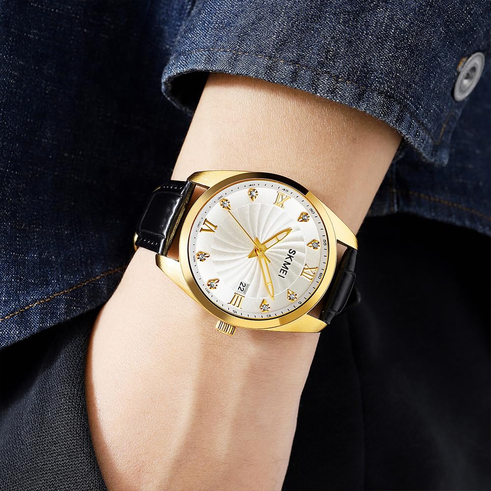 Premium Men's Analog Dress Watch Textured Dial & Embossed Leather Strap