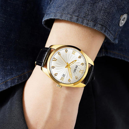 Premium Men's Analog Dress Watch Textured Dial & Embossed Leather Strap
