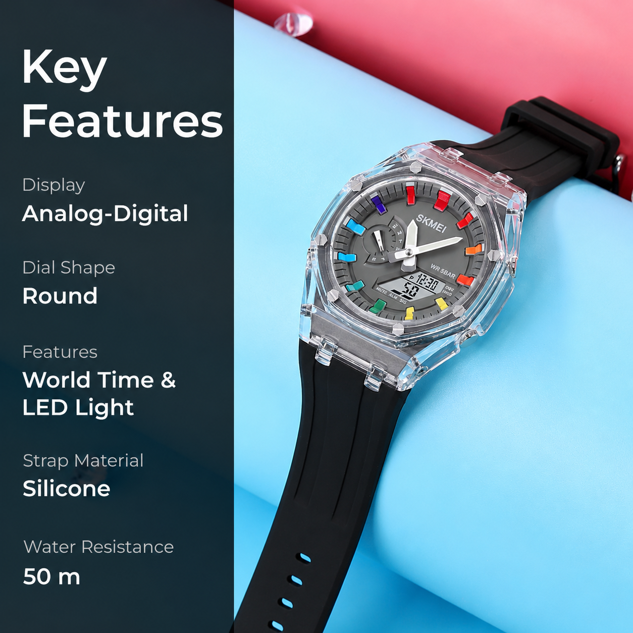 Analog Digital Watch Multi Function Sports Watch with LED Display, Alarm, Stopwatch & Durable Strap